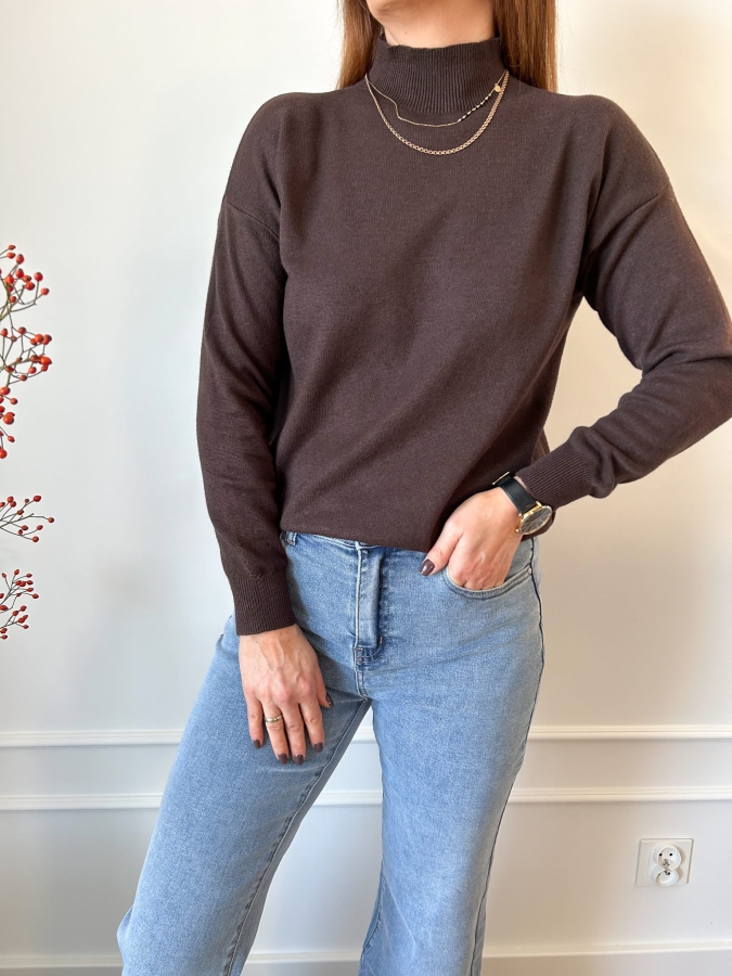 Sweter Półgolf Marino Czekoladowy