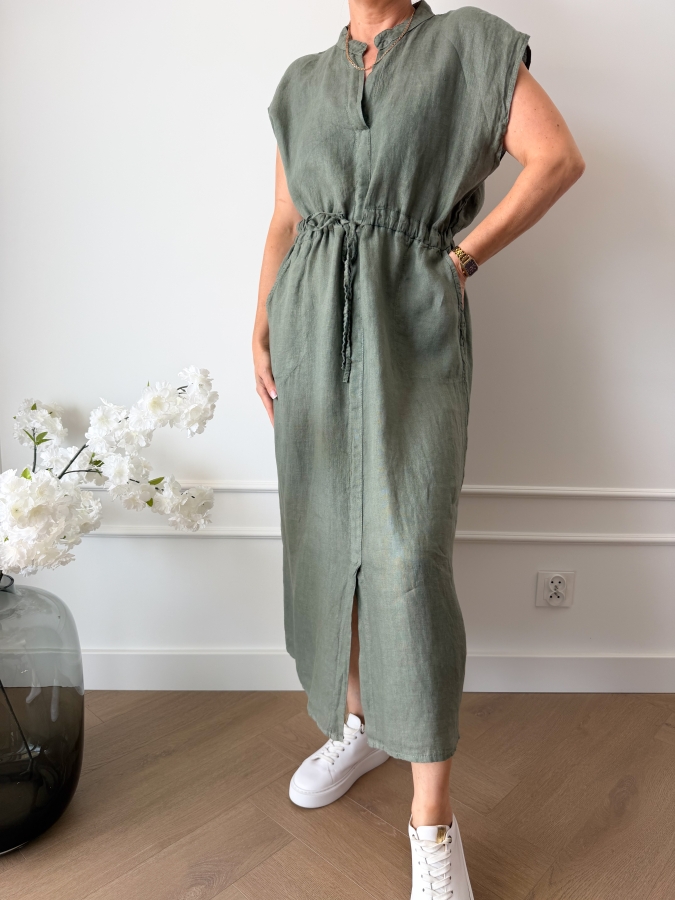 Sukienka Lniana Coco Khaki