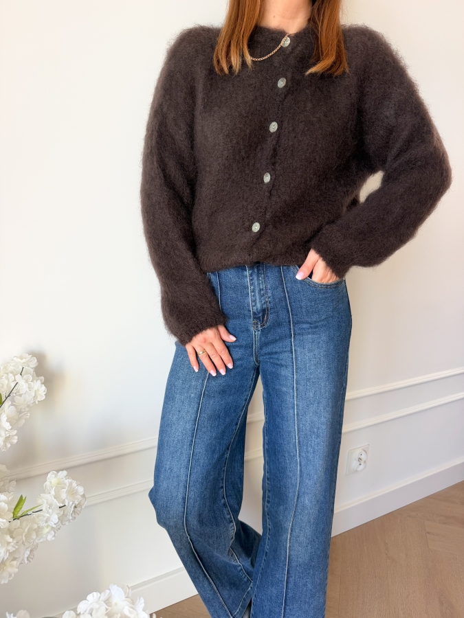Sweter Amber 80% Super Kid Moher Czekoladowy